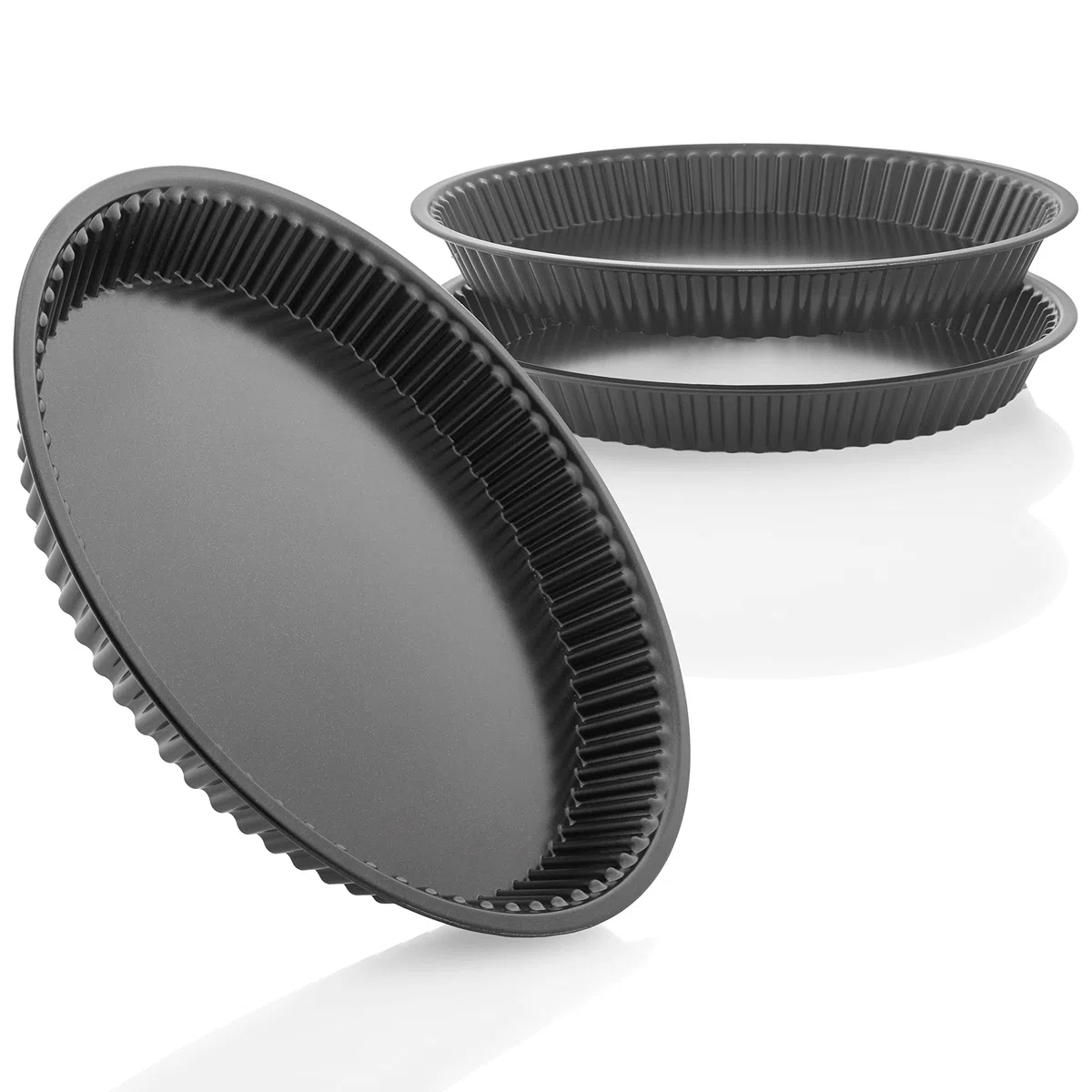 Grizzly 3er Set Tortenbodenform mit Wellenrand, Ø 30 cm, antihaftbeschichtet, Quicheform Set, für Pies, Obstkuchen, Tarte und Quiche