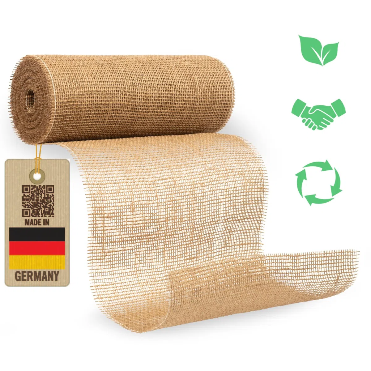 Jute Tischläufer Rolle für Tisch- und Hochzeitsdeko, Tischband aus 100% Natur Leinen-Jutestoff, 30cmx10m