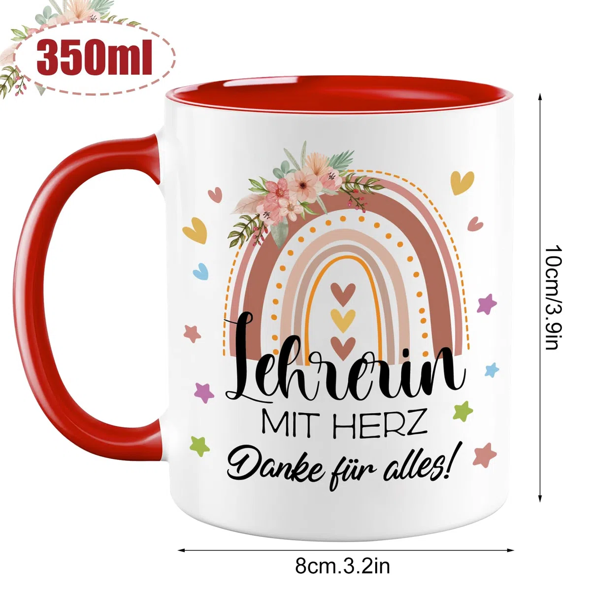 Lehrerin Geschenk Tasse, Tasse Lehrerin, Abschiedsgeschenk Lehrerin, Dankeschön Geschenke Kaffeetasse - Lehrerin mit Herz, Danke für alles!