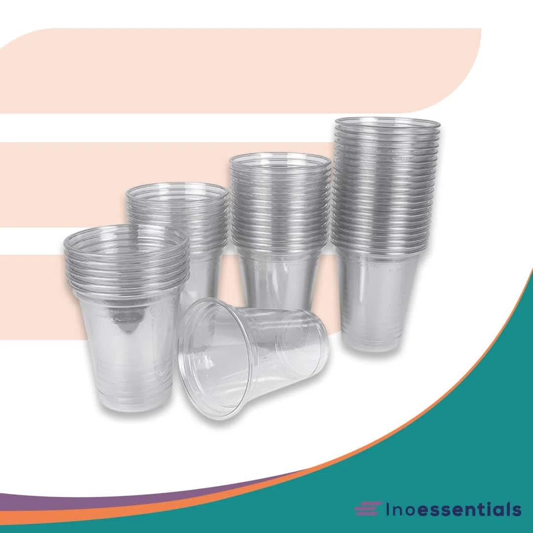 Inoverse 50 Stück Smoothie Becher to Go 300 ml, Dessertbecher, Plastikbecher für Eiskaffee, Cocktail, Bubble Tea mit Domdeckel mit Loch
