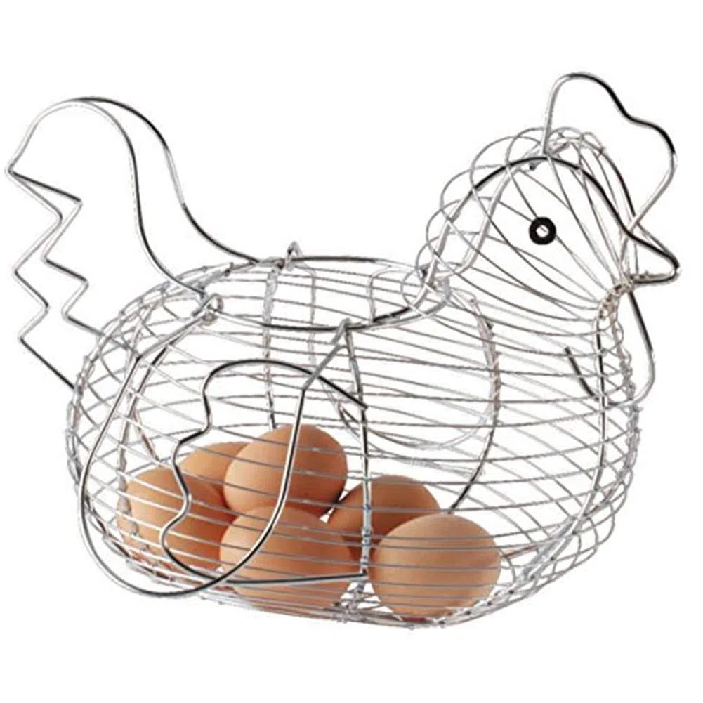 Verchromte Draht Huhn-Shaped Ei-Halter Korb