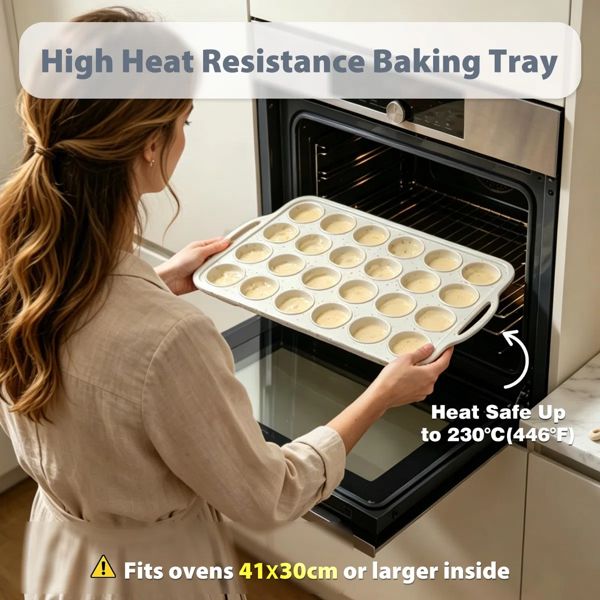 Mini Muffin Backform Backen: 24er Silikon Muffinform mit Metallrahmen & Griff - Verschüttungsfreier stabiler Transfer - Antihaft Minimuffinform für leichtes Lösen - Ideal für Backanfänger
