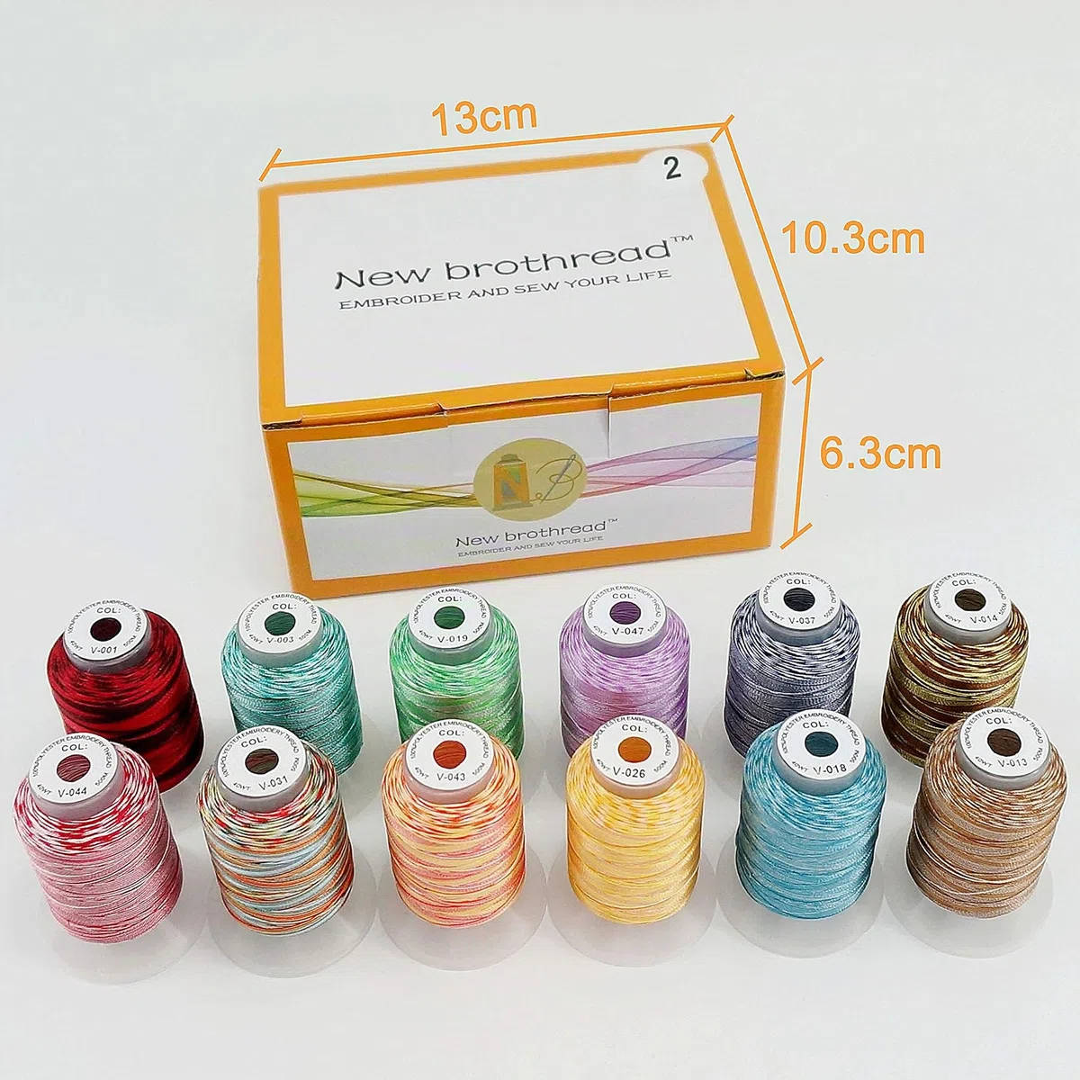 New brothread 12 Multi Farben Polyester Maschinen Stickgarn 500M (550Y) für Brother/Janome/Singer/Babylock/Kenmore/Bernina/Husqvaran Stickereimaschine-Sortiment 2