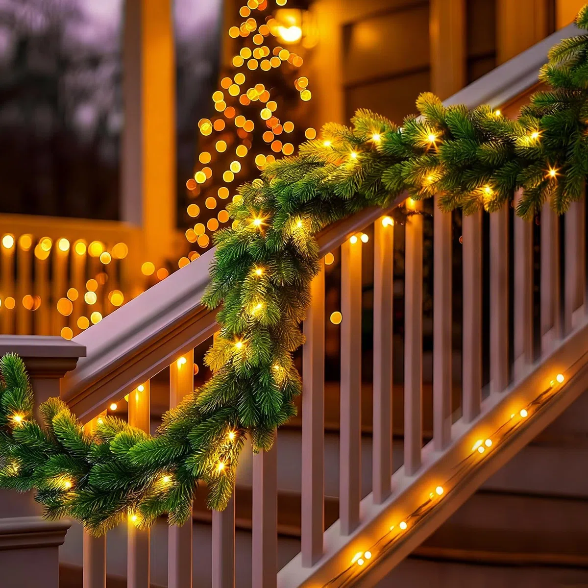 180 cm Tannengirlande mit Beleuchtung, 100% PVC 149 Spitzen Weihnachtsgirlande mit Timer 8 Modi, 4M 60 LED Weihnachtsdeko Tannengirlande Künstlich Wie Echt für Treppe Kaminsims Innen Außen