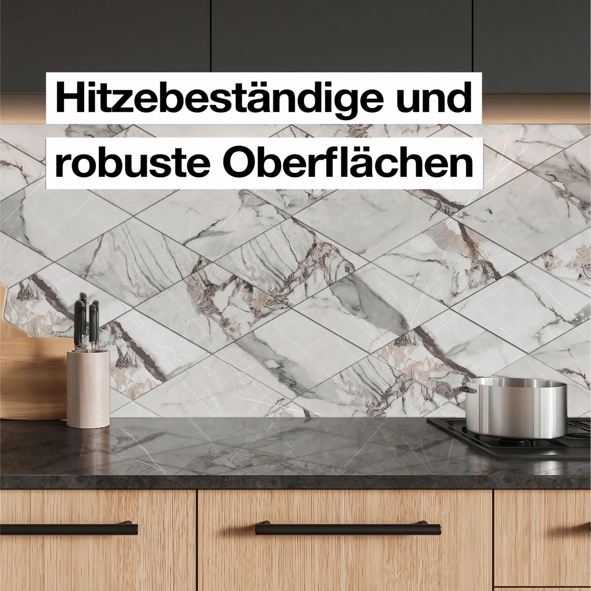 HEXIM Marmorplatten Optik 6 Stück SPC Viereck 21,5 x 21,5 cm Innen & Außenbereich Granit Steinoptik Kunststoff Fliesen - Marmor Dekor Wandfliesen helles Beige (8088)