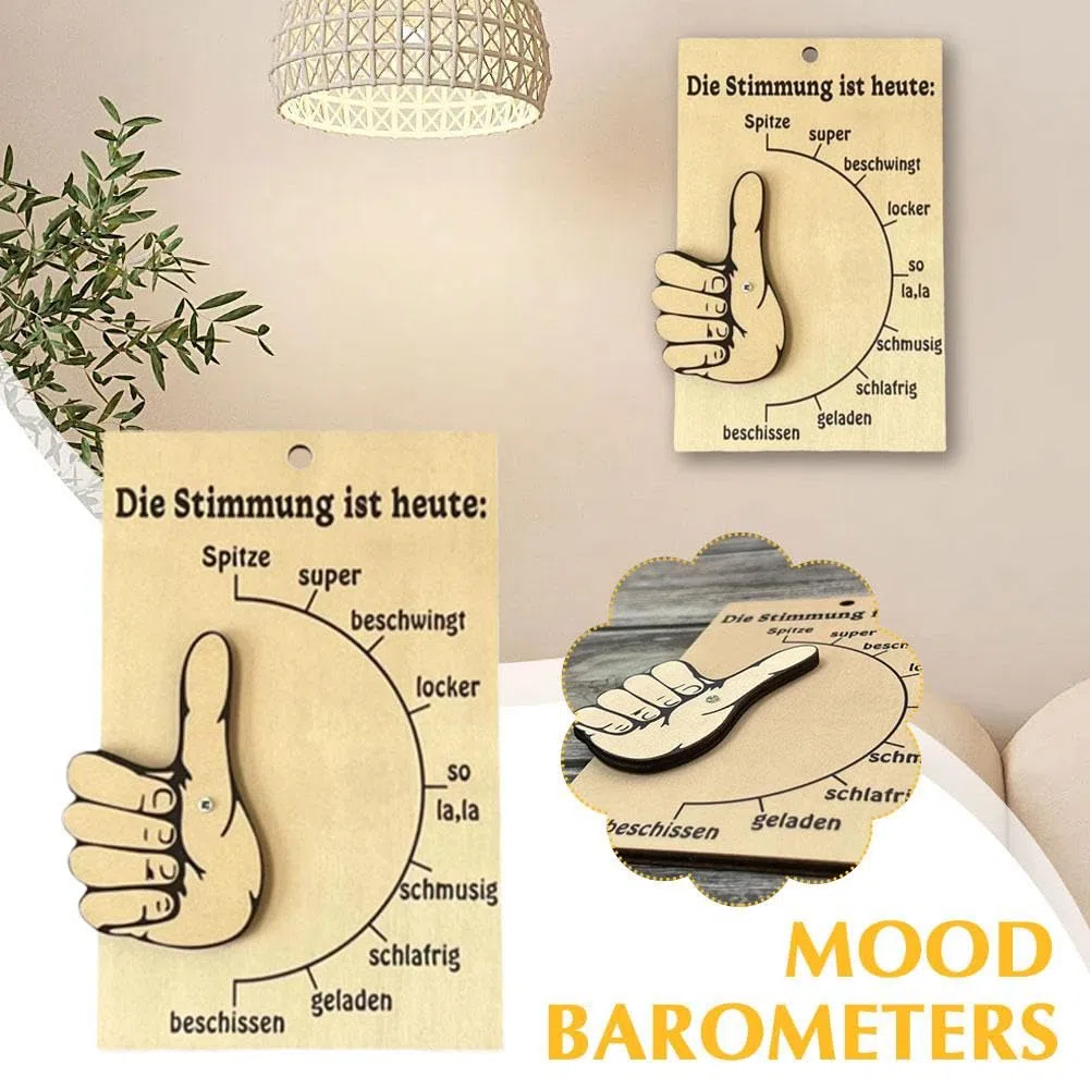 Stimmungsbarometer, hölzernes Stimmungsbarometer, Geschenk, Stimmung, heute, Holz-Hängedekoration, Stimmung, humorvoll, barometrischer Ausdruck