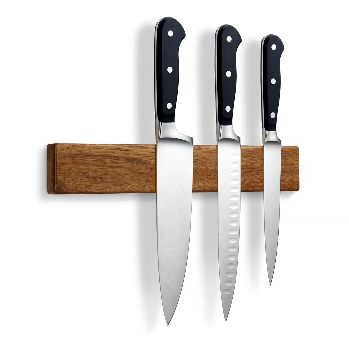 LARHN Magnetleiste für Messer, Magnetischer Messerhalter Wand, Selbstklebend aus Akazienholz, 30 cm