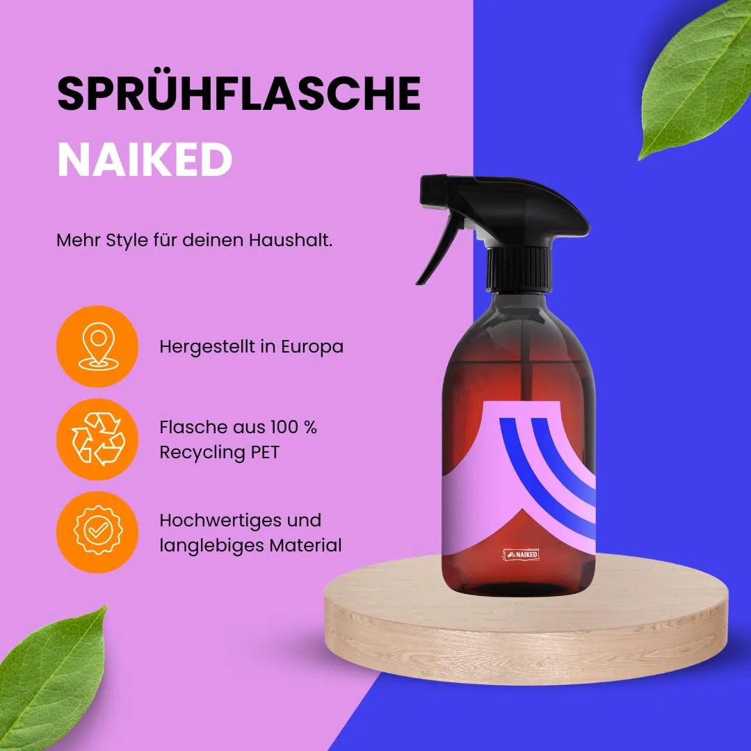 Sprühflaschen 3er Set – Nachhaltige Reinigungsflaschen aus 100% Recycling-PET – Wiederverwendbar & recyclingfähig – 500 ml – Mit Sprüh- & Strahl-Funktion – Hochwertiges Design