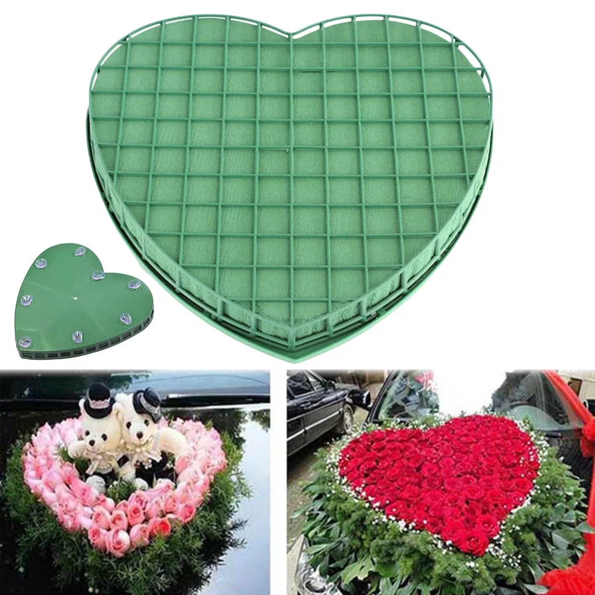 Steckschaum Herz: 30x32.5cm Blumensteckschaum Herz Groß,Steckschaum für Frische Blumen mit Gitter, Steckmasse für Blumengestecke für Hochzeit, Autodeko, Ostern und Geburtstag