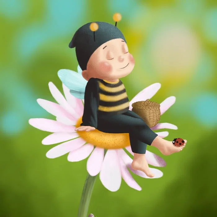 Fensterbild Bummelhummel - frühlingshafte Fensterdeko für das Kinderzimmer - statisch und wiederverwendbar - handgezeichnet von Kristin Franke