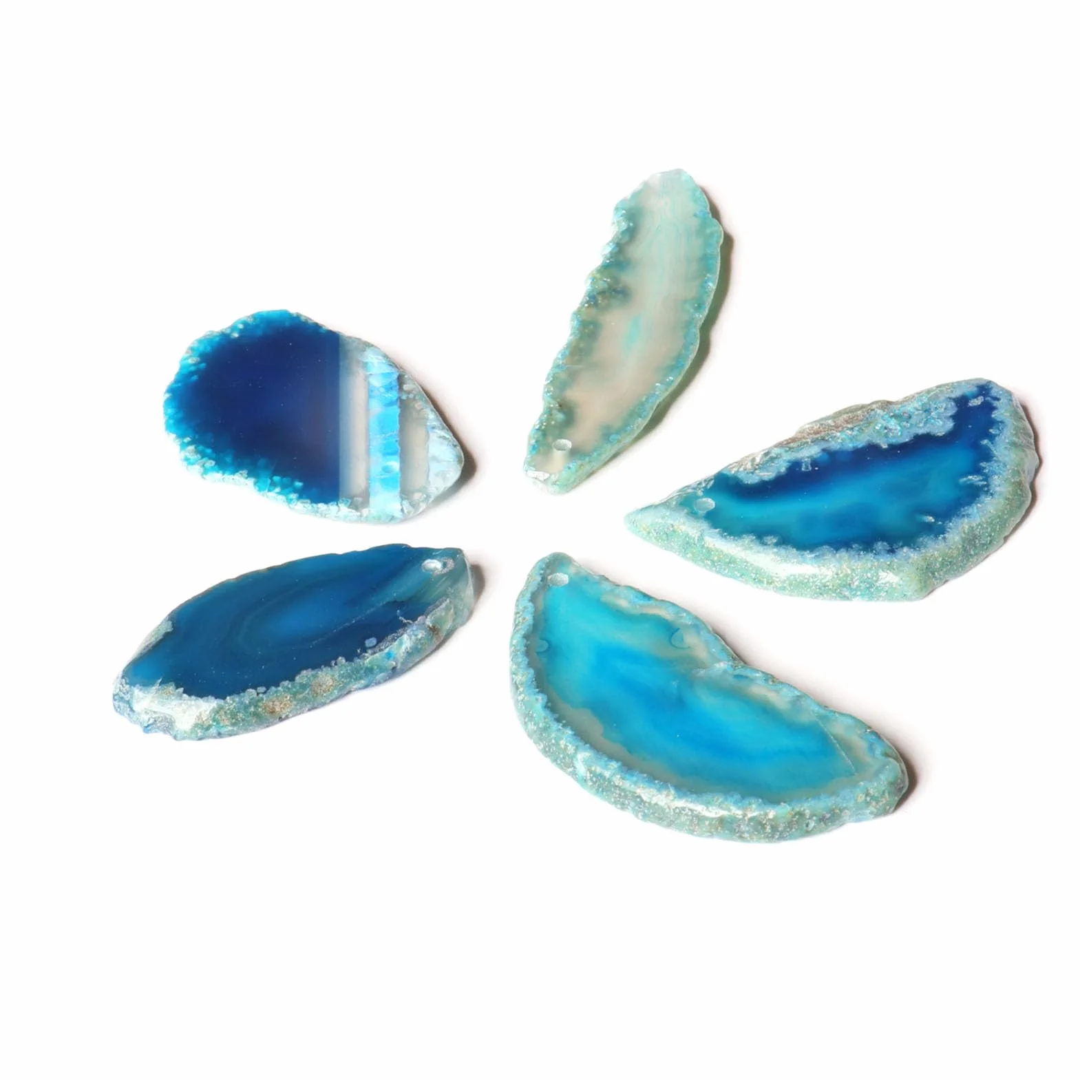 Blaue Achatscheiben, Ungebohrte Achat-Leuchttischscheiben, Unregelmäßig Polierte Geoden-Achat-Plattenkarten, Kristall-Geodensteine ​​für DIY-Schmuck und Heimdekoration