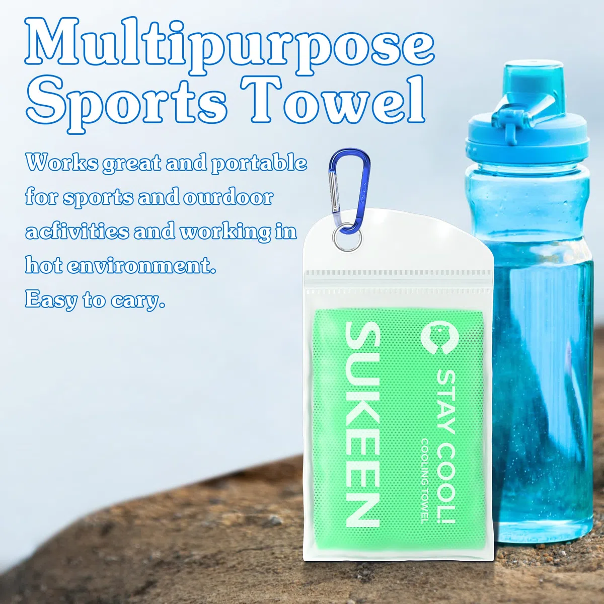 Sukeen Kühlendes Handtuch, 4er Set Kühlhandtuch Cool Towel, Gym Handtuch, Eishandtuch Kühltuch Hals, Kühlendes Handuch Mikrosfaser, Kühlendes Sporthandtuch für Yoga, Strand, Golf, Camping (100x30cm)