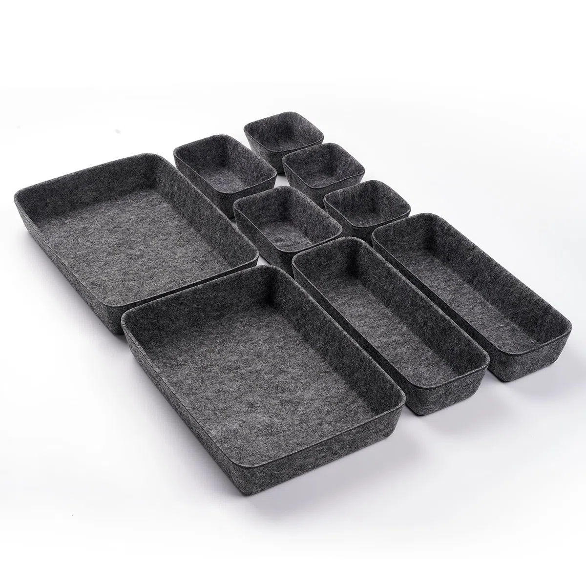 Schubladen Organizer, 9 Stücke Filz Schubladenbox Ordnungssystem für Schminktisch/Schreibtisch/Büro, Aufbewahrungsboxen Set in 4 Größen