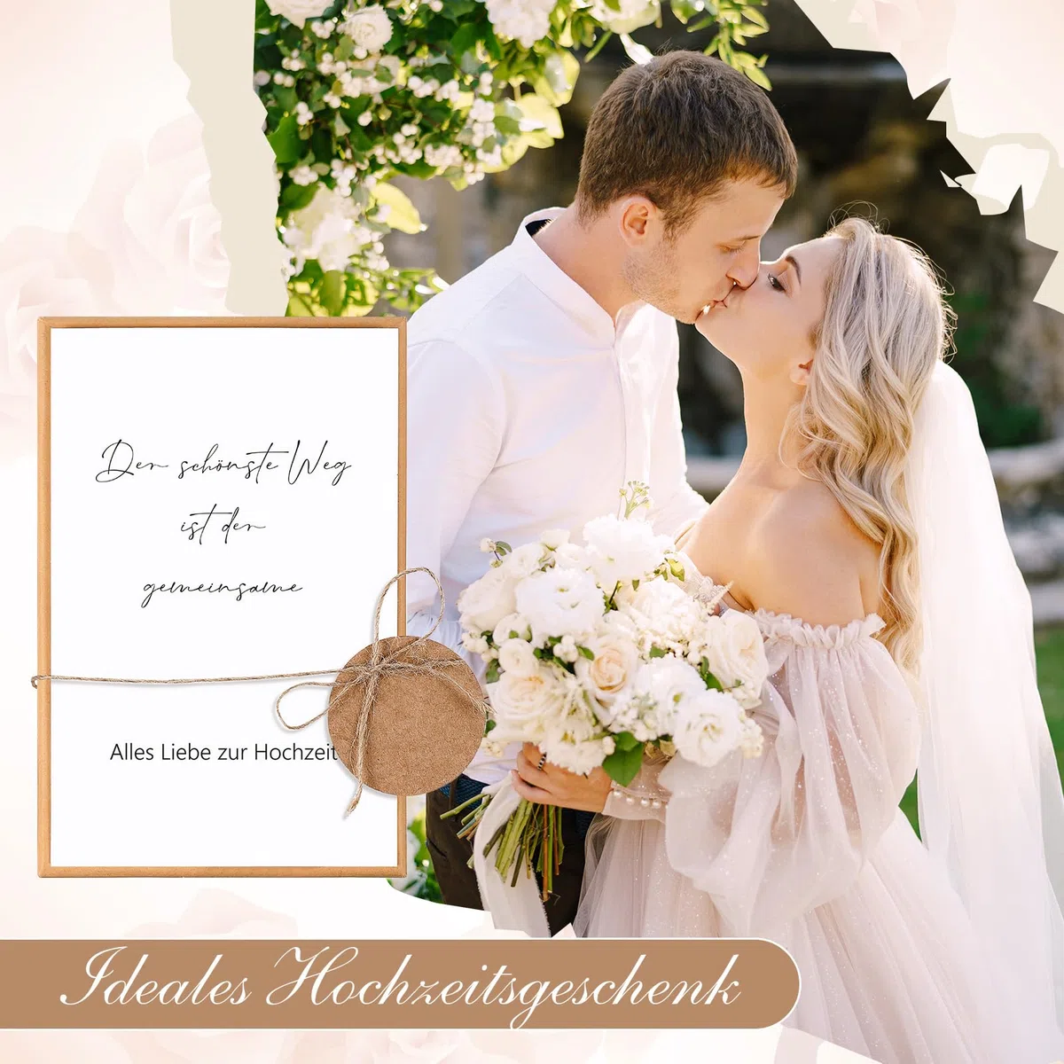 Hestya Hochzeitsgeschenke für Brautpaar Geldgeschenk Hochzeit Geld Geschenk Verpackung mit Hochzeitskarte Geschenkbox Trockenblumen Kunststoff Reagenzglas(Schönste Weg)