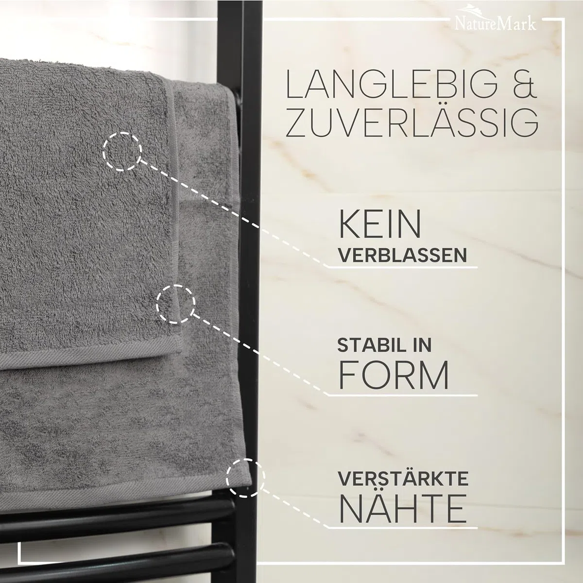 NatureMark Gästetücher – 20er Pack (30x50 cm), 100% Baumwolle, Oeko-TEX Zertifiziert, weich, saugfähig und pflegeleicht – Für Bad, Gäste & Spa - Anthrazit Grau