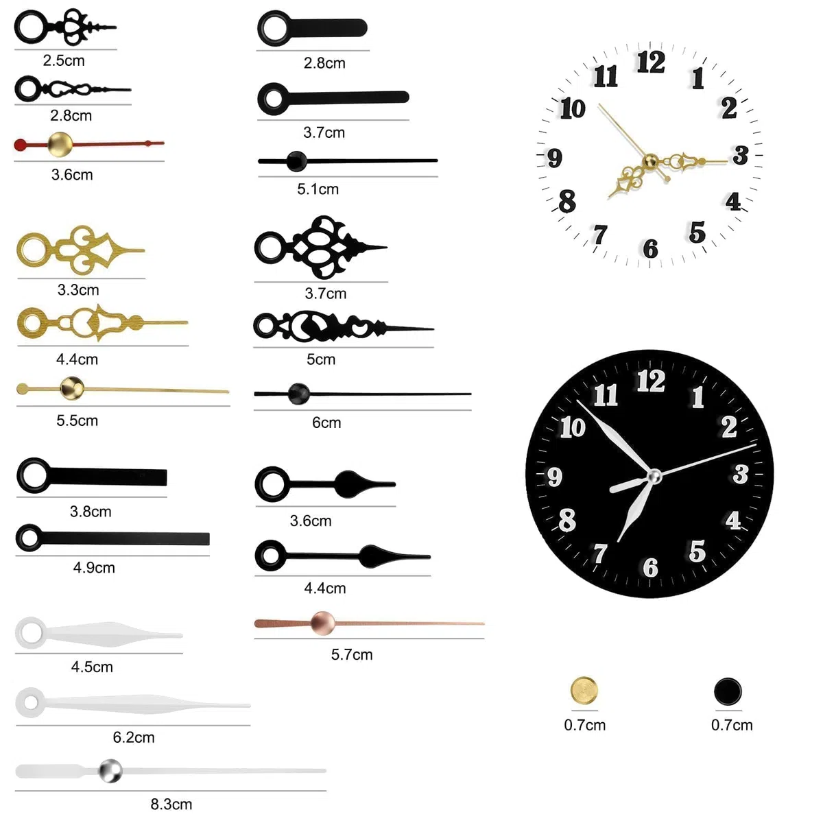 EEEKit Uhrwerk für Wanduhr, Lautlos Uhrwerke zum Selbsteinbau, 5 Stück Quarz Uhrwerk mit 7 Paar Zeiger für Batterieuhr Kaminuhr Reparatur