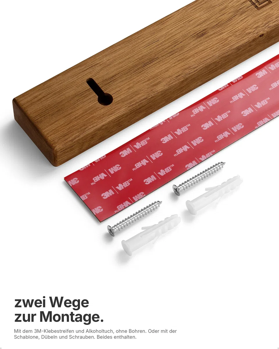 LARHN Magnetleiste für Messer, Magnetischer Messerhalter Wand, Selbstklebend aus Akazienholz, 30 cm