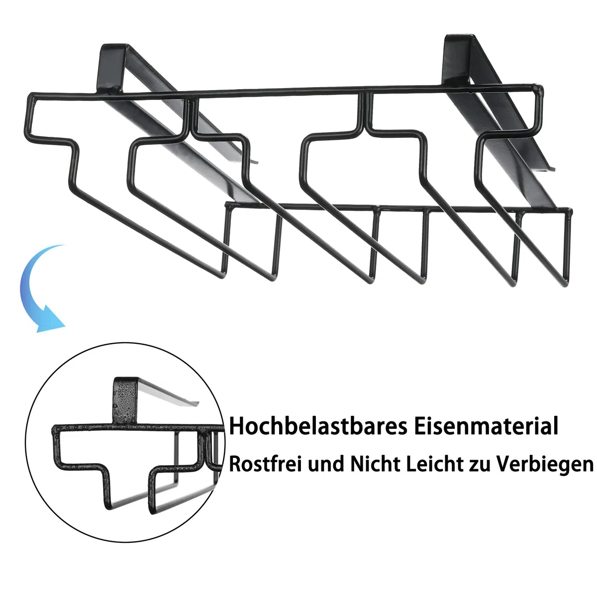 FOMANSH Weinglashalter unter dem Schrank, Gläserhalter für Weingläser Stielgläser, hängender Weinglasregal Glashalterung aus Metall, Gläser-Aufbewahrung für Küche, Bar und Restaurant, schwarz