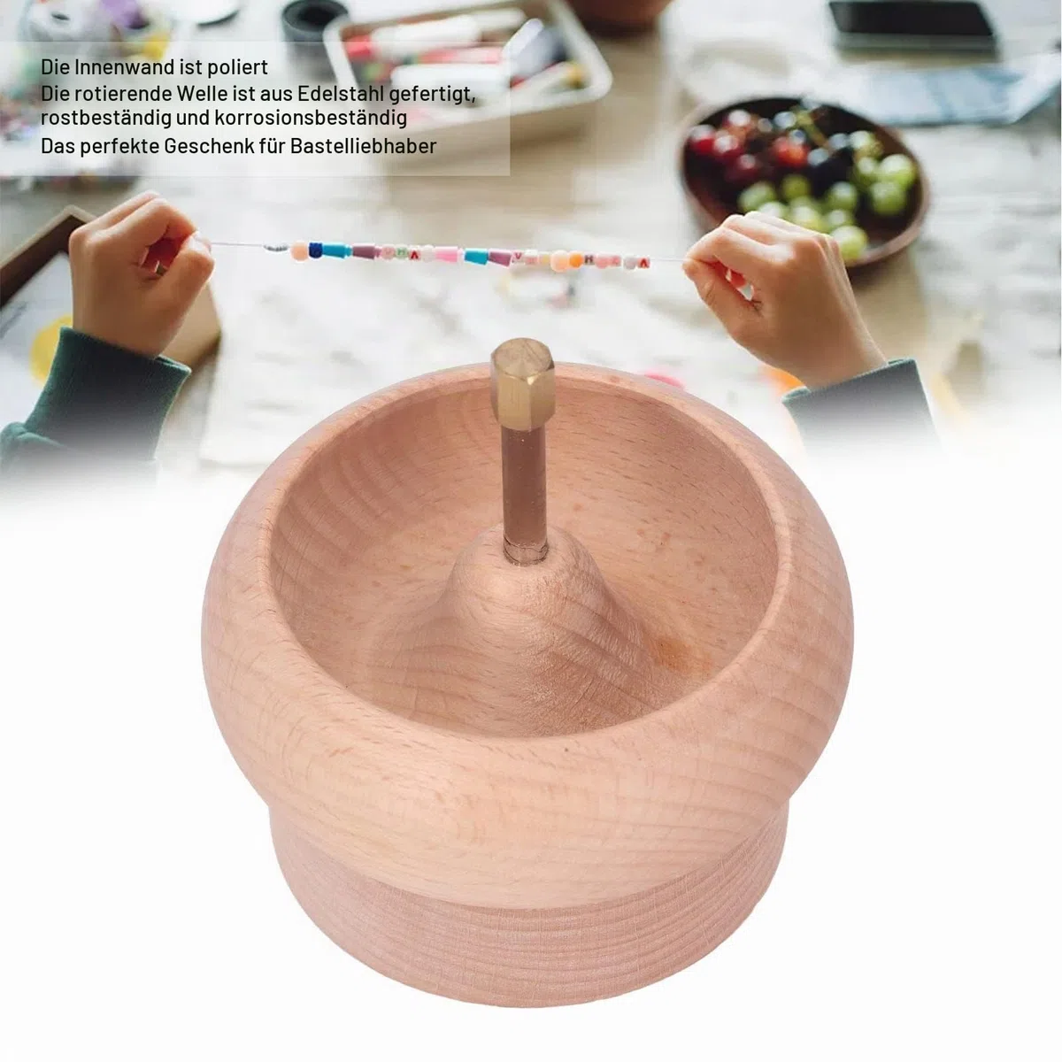 Eujgoov 10 cm Holzperlen Spinner Schmuckherstellung Perlenhalter mit Gemischten Farbperlen Crystal Line