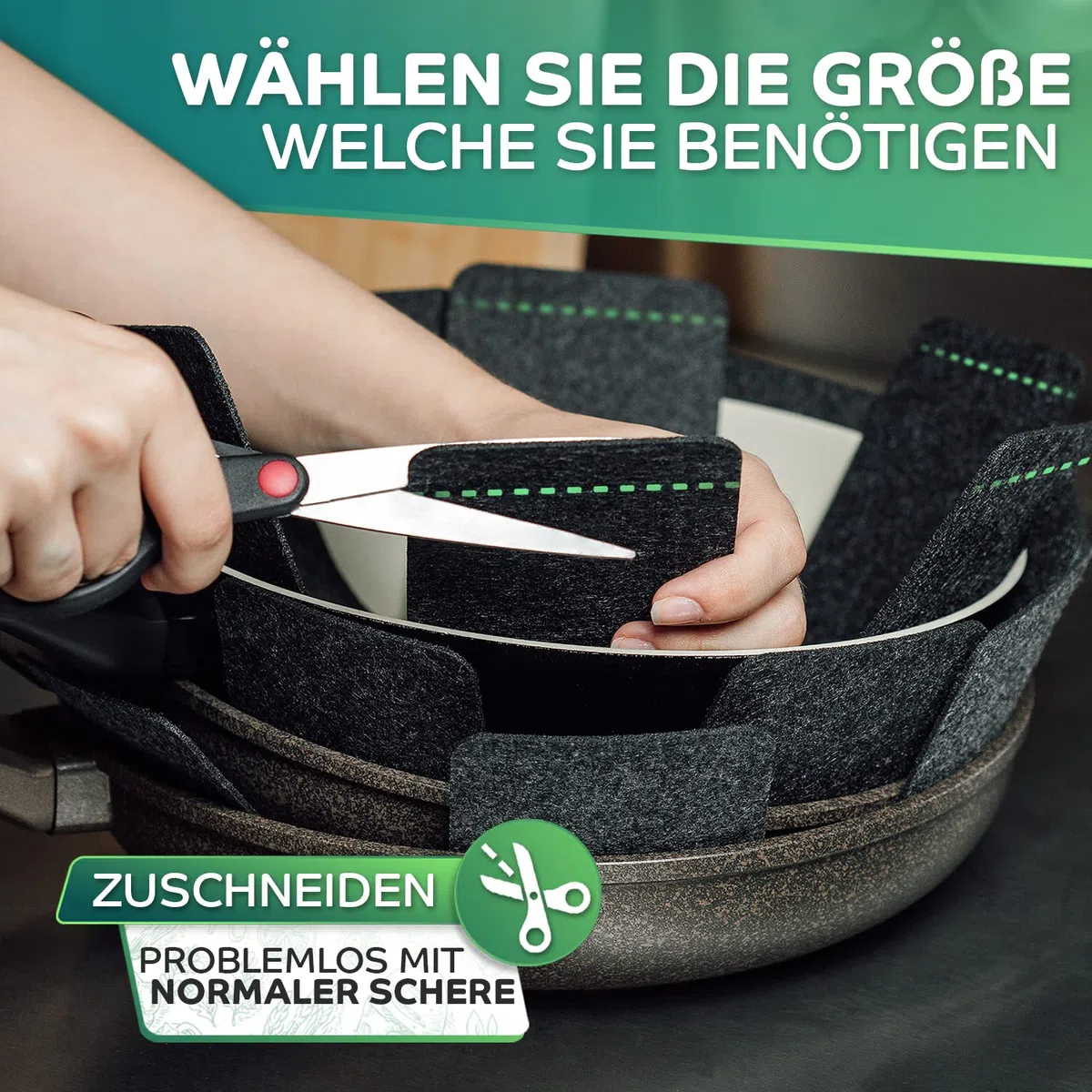 Loco Bird Pfannenschoner Filz 12er Set - 38 cm Pfannenschutz - Topfschoner Anpassbare Größe - Pfannenschutz Stapelschutz in anthrazit/grau - Filztopf, Topfschutz, Topfuntersetzer Filz, Topftrenner