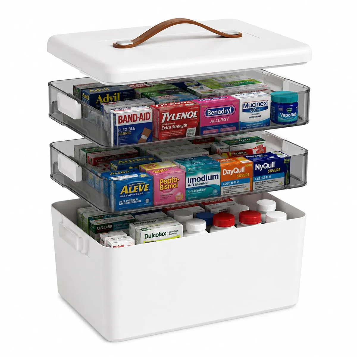 Medikamenten Aufbewahrung,3 Regal Medizinbox,Hausapotheke Box Medizinkoffer,medikamenten organizer，Mehrzweck Organizer,Aufbewahrungsboxen mit Deckel Groß Abschließbar,Erste Hilfe Kasten