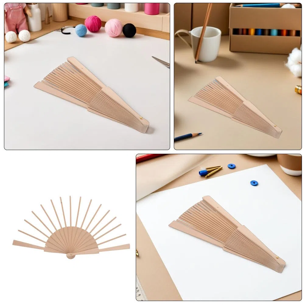 SOLUSTRE 2 Stück Selbstgemacht Handfächerrahmen 23cm 16 Fächerknochen Faltbar zur Verbesserung der Kreativität und Manuellen Fertigkeiten für Bastelprojekte