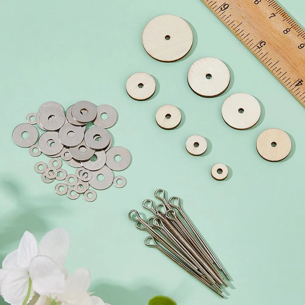 SUPERFINDINGS 180 Stück 8 Größen Holzpuppengelenk Und Faserplatten 8-24mm Drehbare Puppengelenke Splintstift Für Amigurumi Häkelbärpuppen DIY Bastelarbeiten