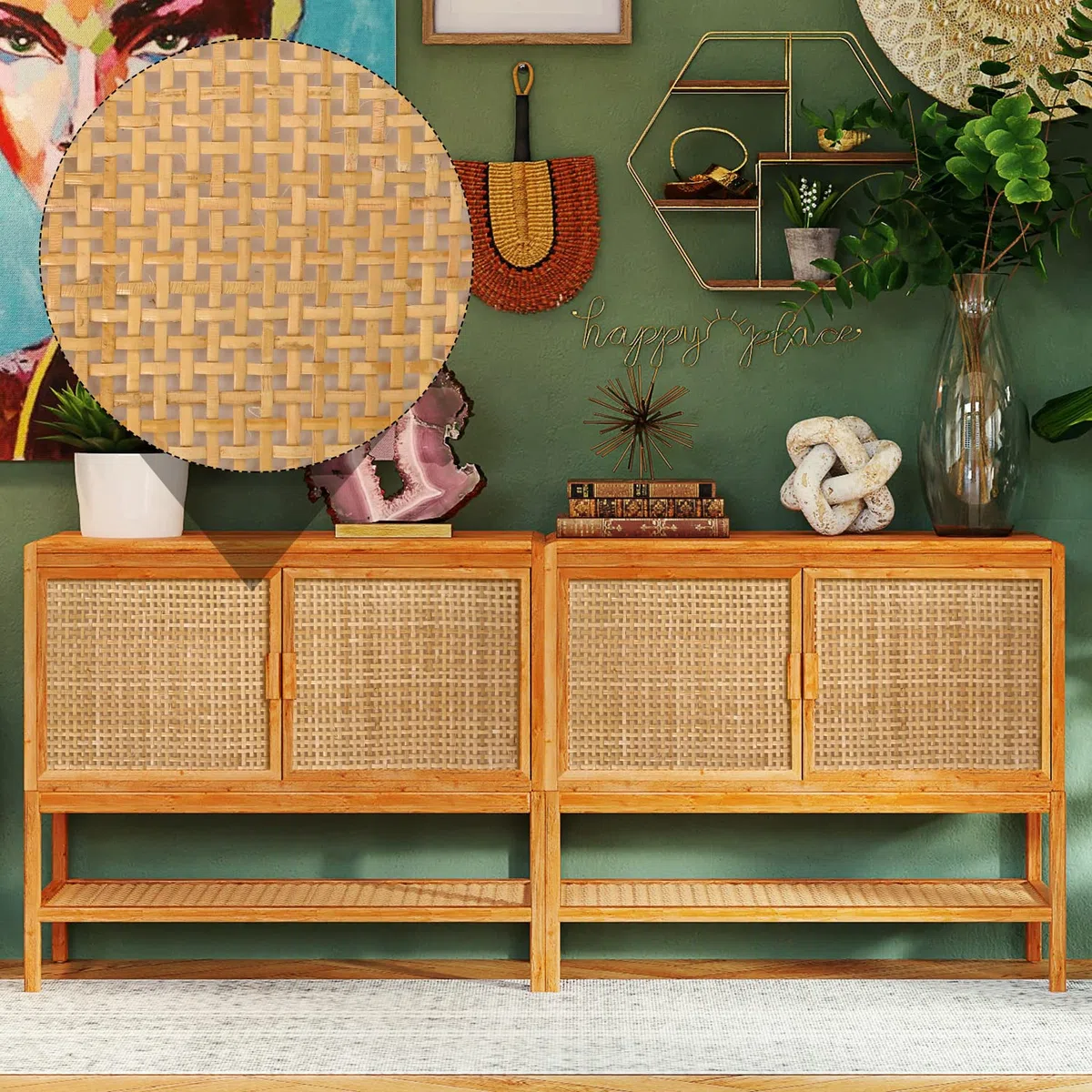 SAVITA Cane Webbing Rattan Roll, 1x0,35m Gewebtes Offenes Rattan Geflecht Natürliches Rattan Gurtband für Caning-Projekte Quadratisch Hohl Rattan Webbing für Heimwerker Schrank Stuhl Möbel