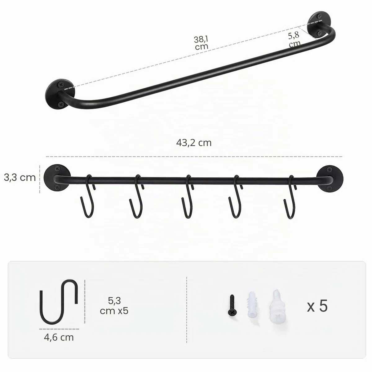 Mkono Becherhalter, Wandmontage, Kaffeetassenregal, Aufhänger, modernes Metall-Wandregal mit 10 Tassenhaken, rustikale Utensilien, Teetassen, Aufbewahrungs-Organizer für Küche, Esszimmer, Café, Bar