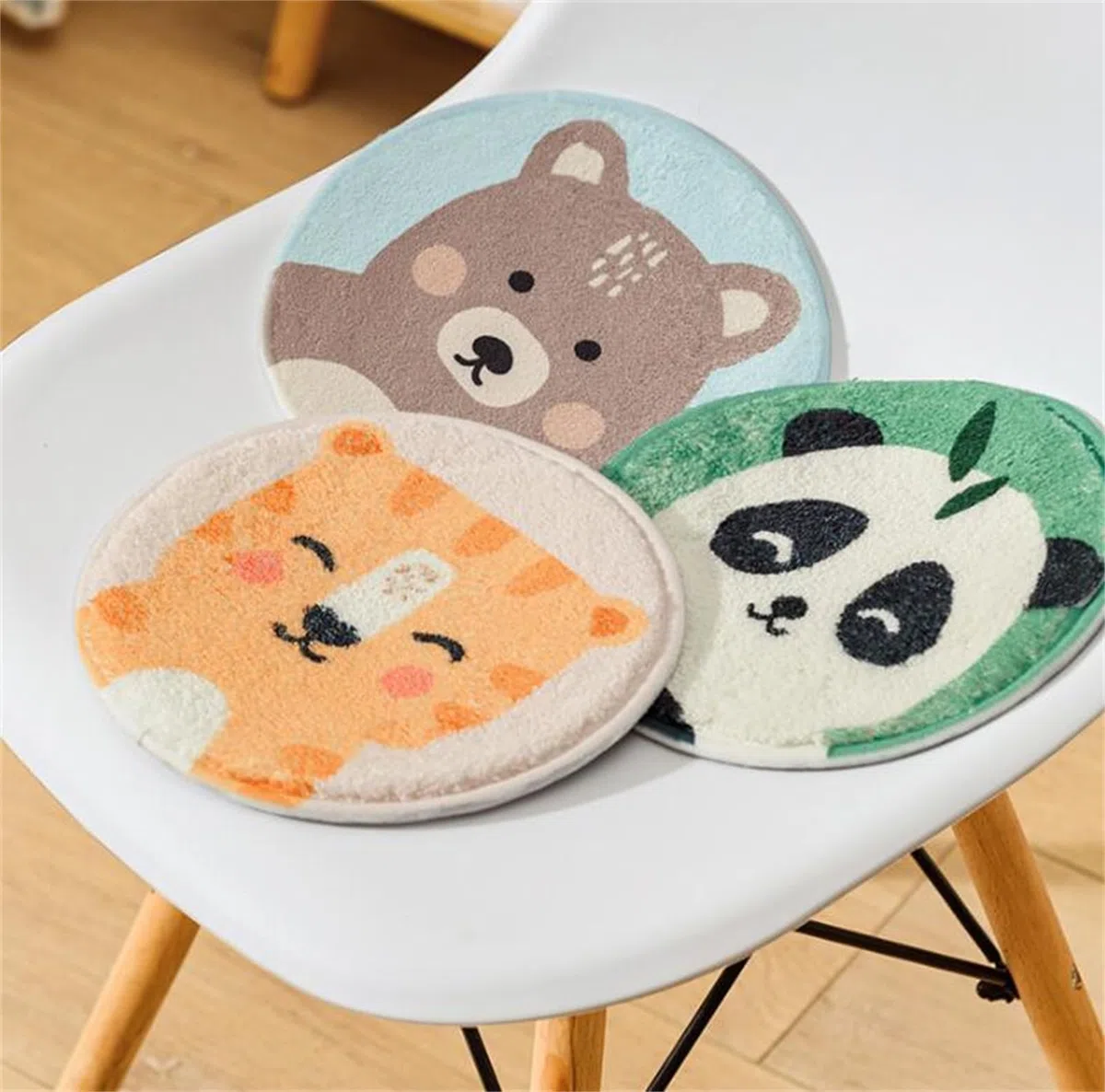 Herfair 2er-Set Sitzkissen Kinder, Runde Stuhlkissen Kinder Schule, Sitzkissen 30x30 cm Stuhl Sitzpolster Bodenkissen Kinder Weich Sitzauflage Cartoon Tier Bodenkissen Kinder (Fuchs)
