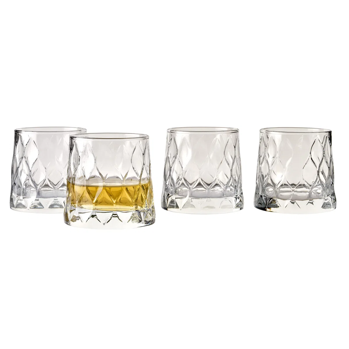 Leafy Old Fashioned Special Design Premium Whiskyglas mit schwerem Boden, 300 ml, 4er-Set