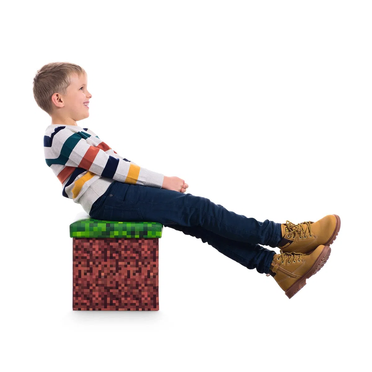 Pixeldesign Sitzwürfel Sitzhocker mit Stauraum, Faltbarer Hocker, Fußhocker, Falthocker, Sitzwürfel für Wohnzimmer, Kinderzimmer Pixelart (38 x 38 x 38 cm mystischer Nebel)…