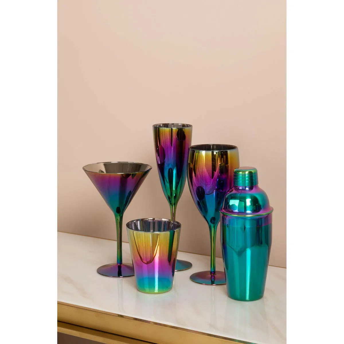 Premier Housewares Cocktail Shaker, Rainbow, 0,55 Liter, Edelstahl, Multi/Bunt, 8 x 8 x 21 cm
