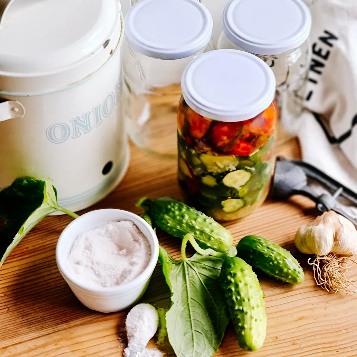 Einmachgläser mit Schraubdeckel mit Deckel 24 Stk 900 ml – Vorratsglas mit Deckel & Etiketten – Große Einweckgläser / Schraubgläser – Mason Jar & Fermentierglas für Vorrat (24, Gurken, 900 ml)