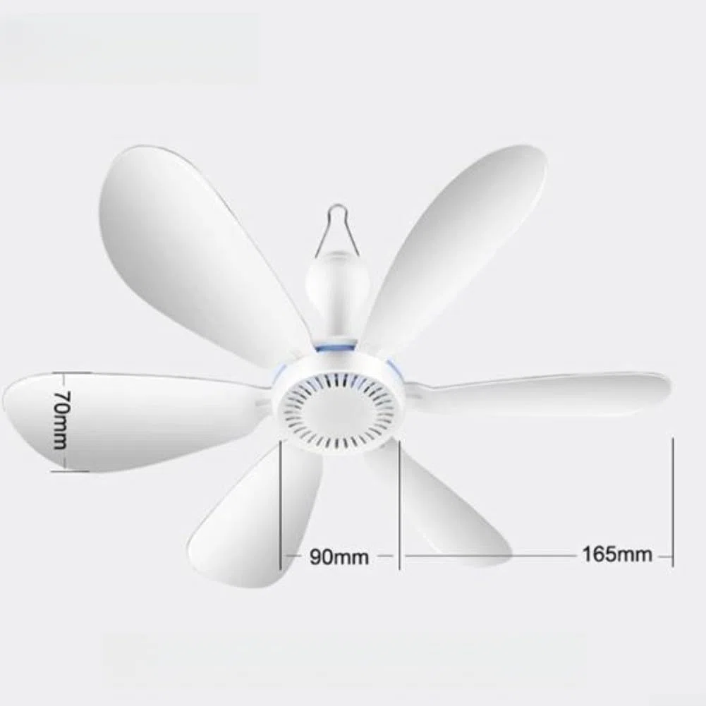 USB-Deckenventilator mit Fernbedienung und 6 Flügeln für Camping, Zelt, Schlafsaal, tragbar, leiser Zirkulator mit einstellbaren Einstellungen, weißes leichtes Design für den Innen- und Außenbereich