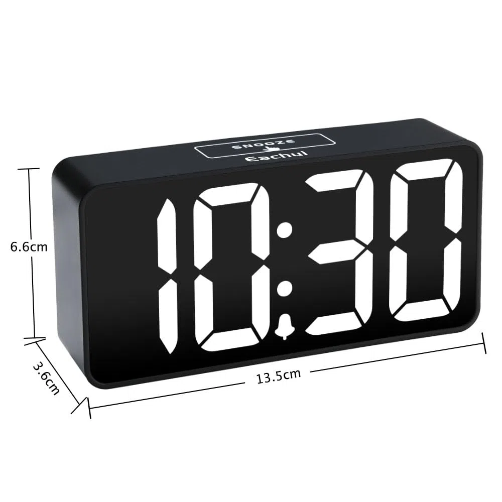 Eachui LED Wecker Digital mit Große Ziffern RGB Farbig für Kinder | USB-Ladeanschluss, Große Ziffern Display, Helligkeit und Lautstärke Regelbar, Snooze, 12/24HR, Netzbetrieben