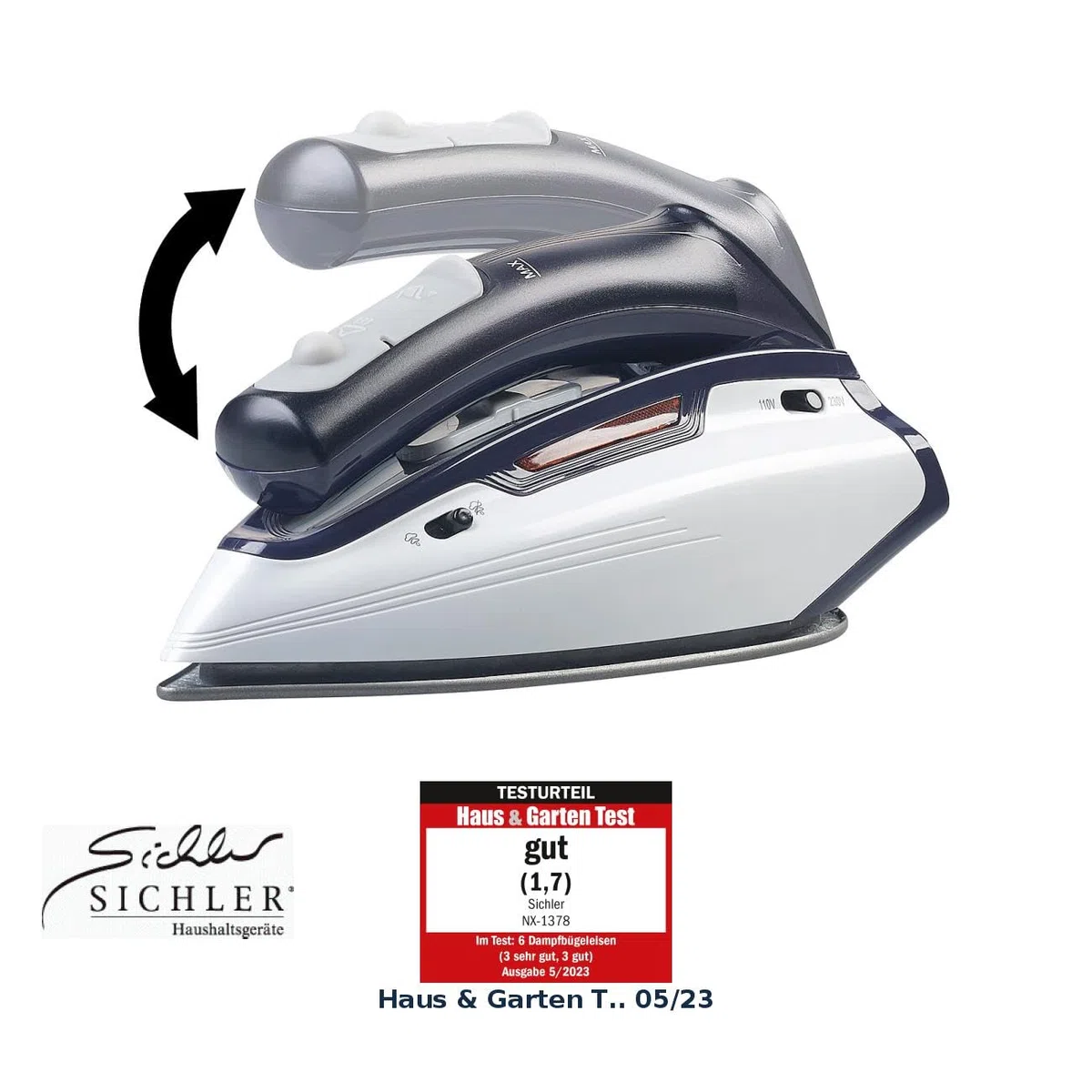 Sichler Haushaltsgeräte Reisedampfbügler: 2in1-Reise-Dampfbügeleisen mit klappbarem Griff, 1.150 W, 110/230 Volt (Reisedampfbügeleisen, Camping Bügeleisen, Mini)