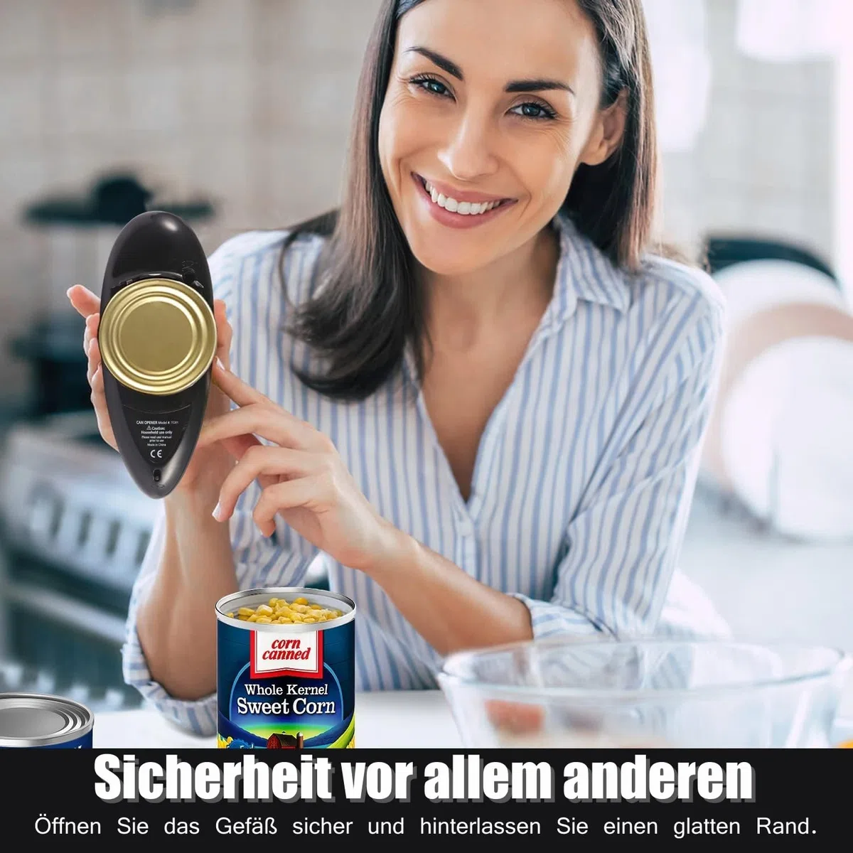 Dosenöffner, Elektrischer Dosenöffner für die Küche, zum schnellen und sicheren Öffnen runder Konservendosen, Electric Can Opener geeignet für Senioren und Menschen mit Arthritis