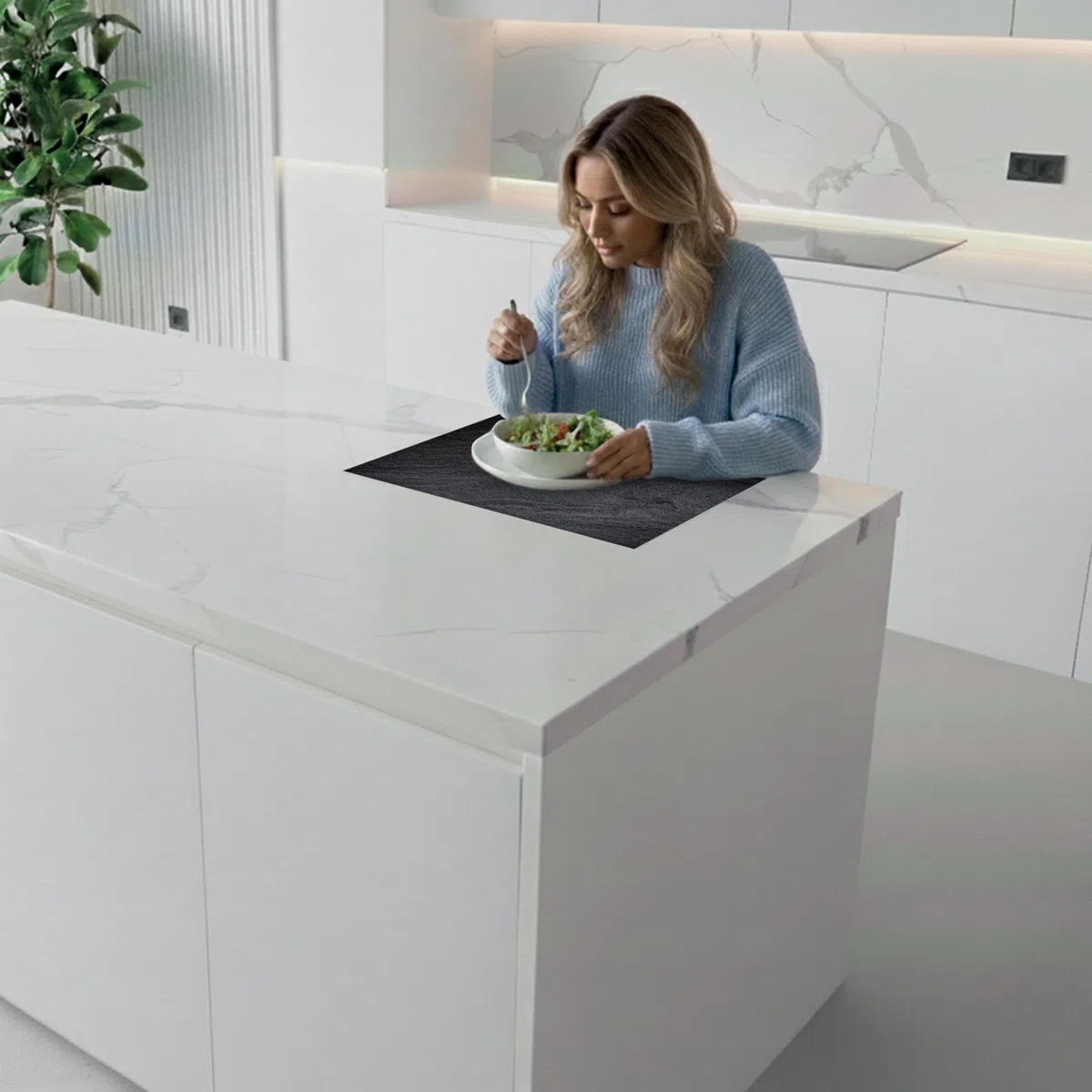 SFArt Herdabdeckung Glas 1 Teilig 60x52 – Gehärtetes Glas Schneidebrett & Ceranfeld Abdeckplatte – Hygienisch & Rutschfest – Schutz für Induktion, Ceran Obsidian