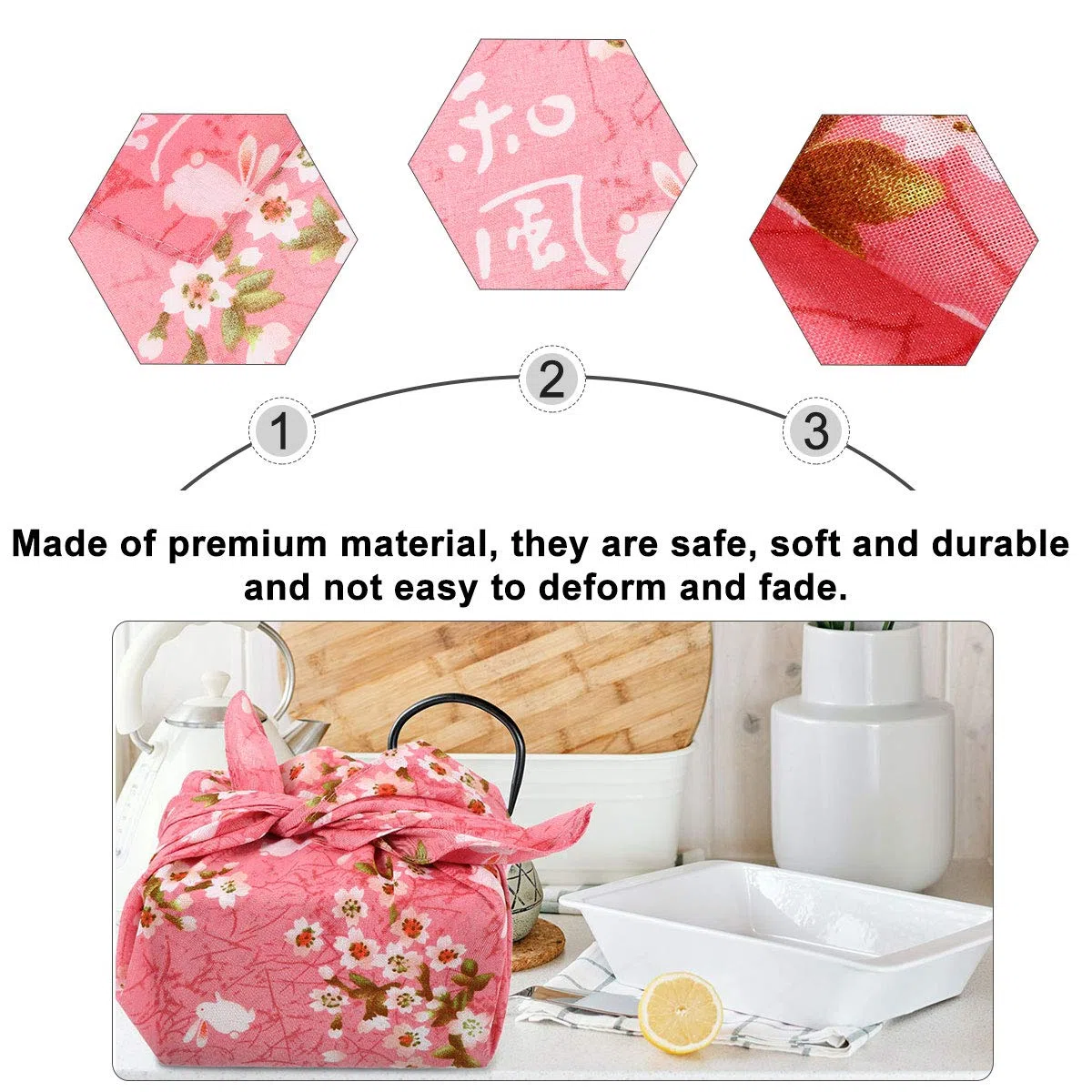 Bento-Geschenktuch, Furoshiki-Wickeltuch, Taschentuch, japanischer Stil, Bento-Lunch-Bandana, Abdeckung (Rosa)