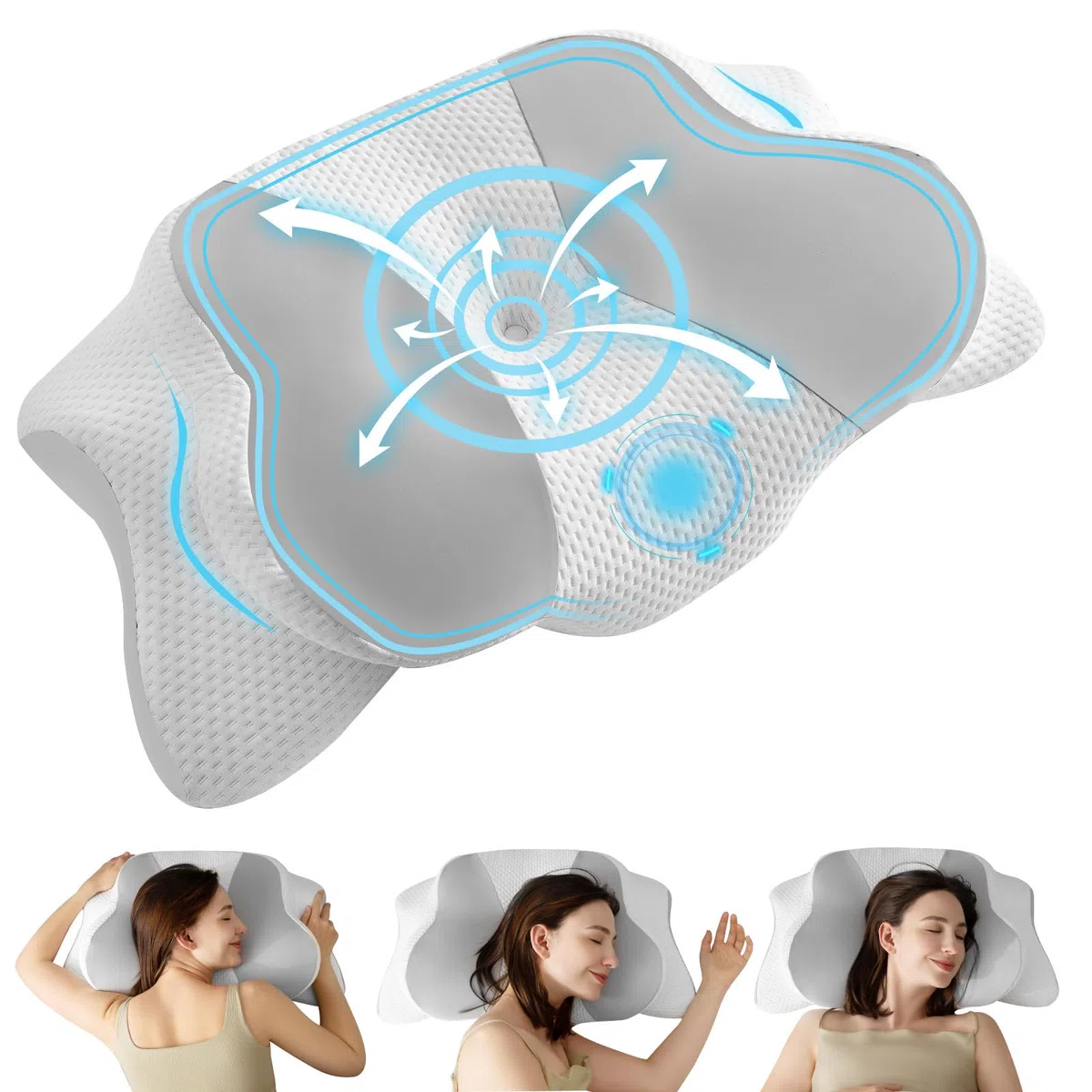 Orthopädisches Kissen mit Memory Foam Antischnarchkissen Nackenstützkissen Ergonomisches Kopfkissen Schlafkissen für Seitenschläfer, Rückenschläfer&Bauchschläfer (Grau)