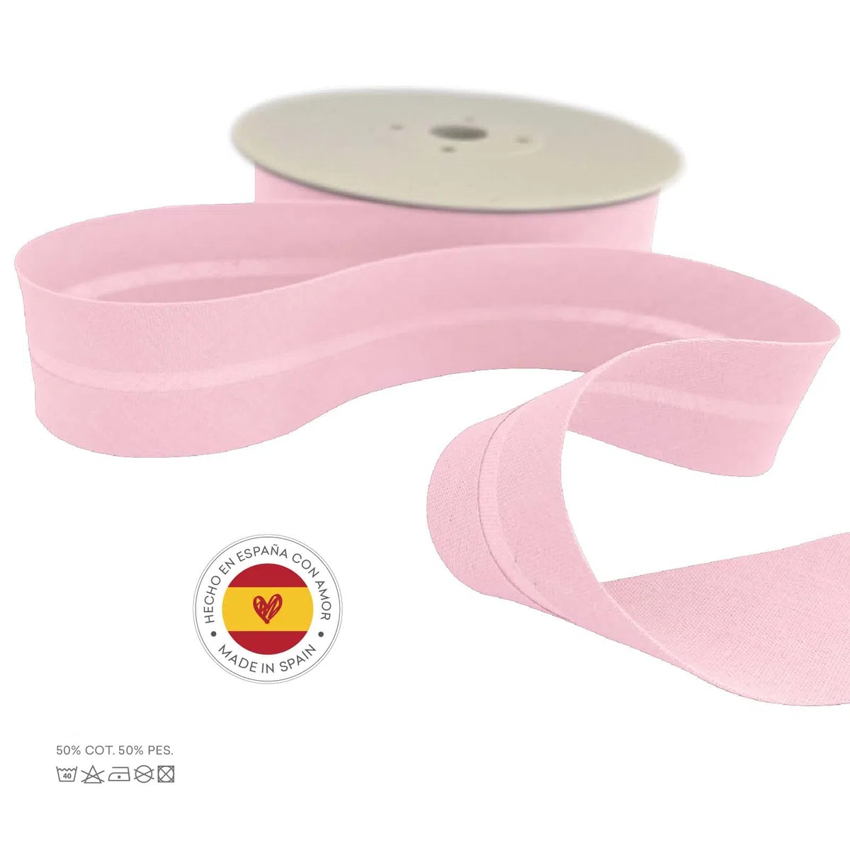 TEXTEX = 30 mm Breites Schrägband. 50% Baumwolle und 50% Polyester. Stück von 10m - (Rosa)