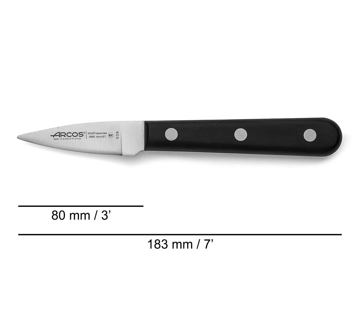 Arcos Austernmesser - Edelstahlklinge 60 mm - Chemikalien- und Temperaturbeständig - Schwarzer POM-Griff - Serie Universal