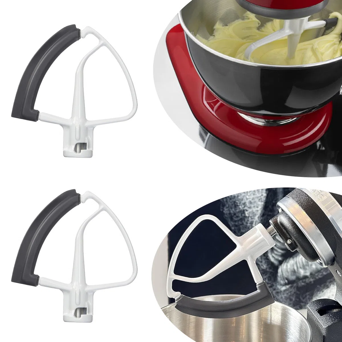 Flex Edge Schlägel für KitchenAid Mixer, Flexibler Flachrührer mit Silikonkanten, KitchenAid Zubehör für 4.5-5 Quart Schüsseln, Metall Küchenhelfer-Aufsatz, Kompatibel mit KitchenAid Stand Mixer