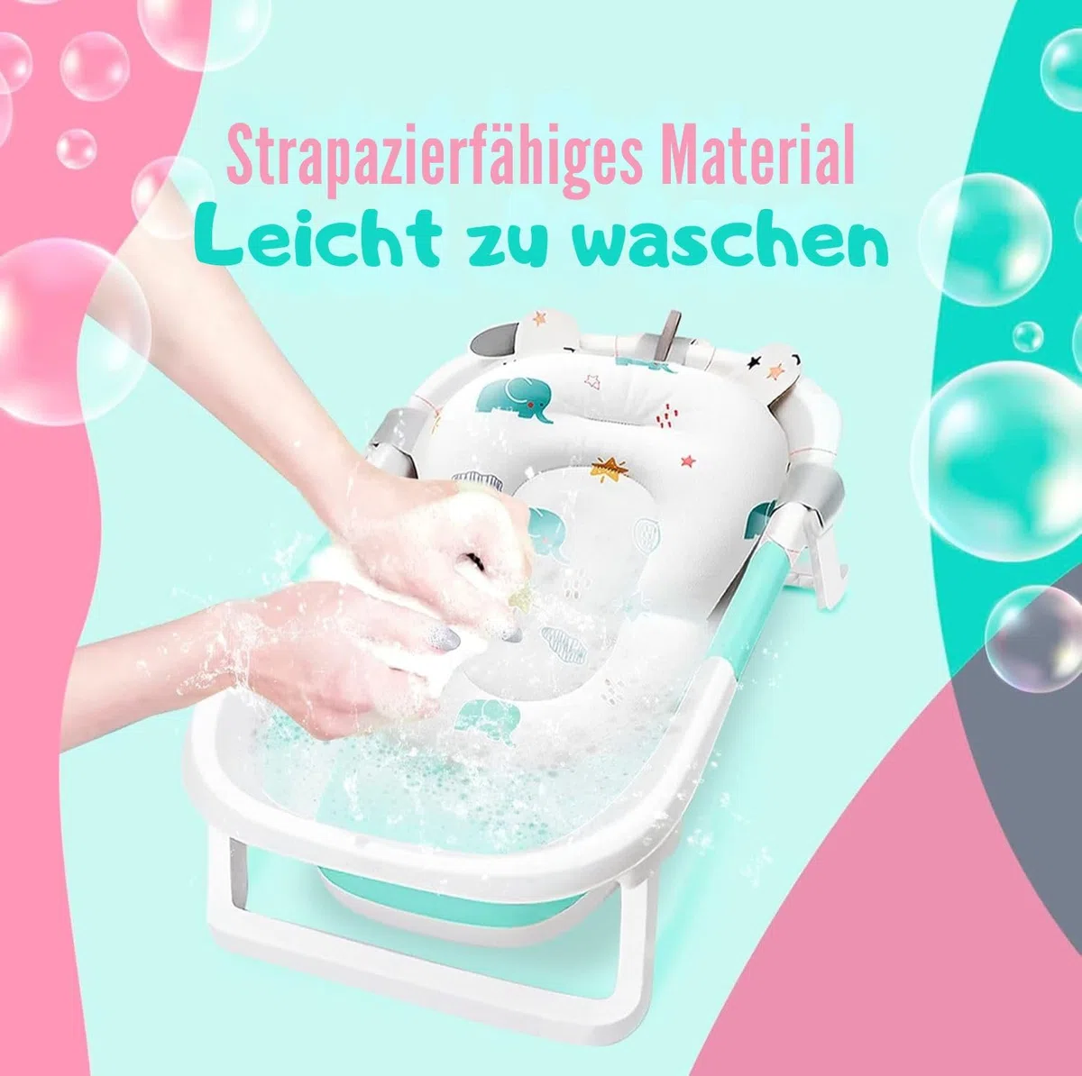 Baby Badewanneneinsatz – Baby Badewannenkissen für Badewanne - Babywanne Einsatz & Badewannensitz ab 0 Monate - Weiches Badekissen, rutschfest & schnelltrocknend (Weiß)