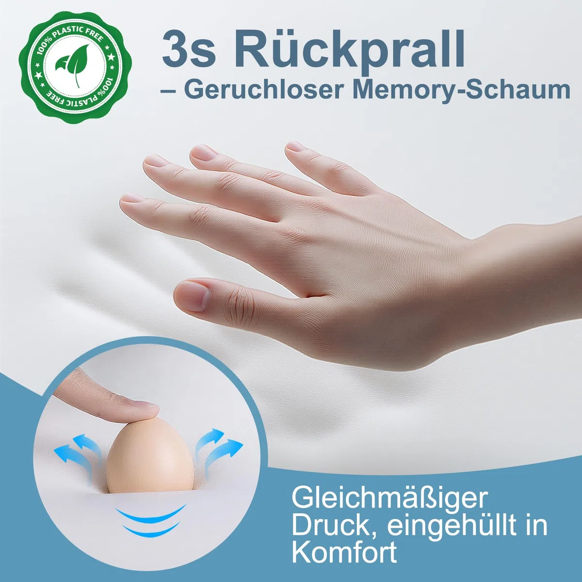 Nackenkissen Kopfkissen, Memory Foam Kissen. Nackenstützkissen, Ergonomisches Kopfkissen. Pillow Kissen für Seiten, Rücken & Bauchschläfer (1er Pack)