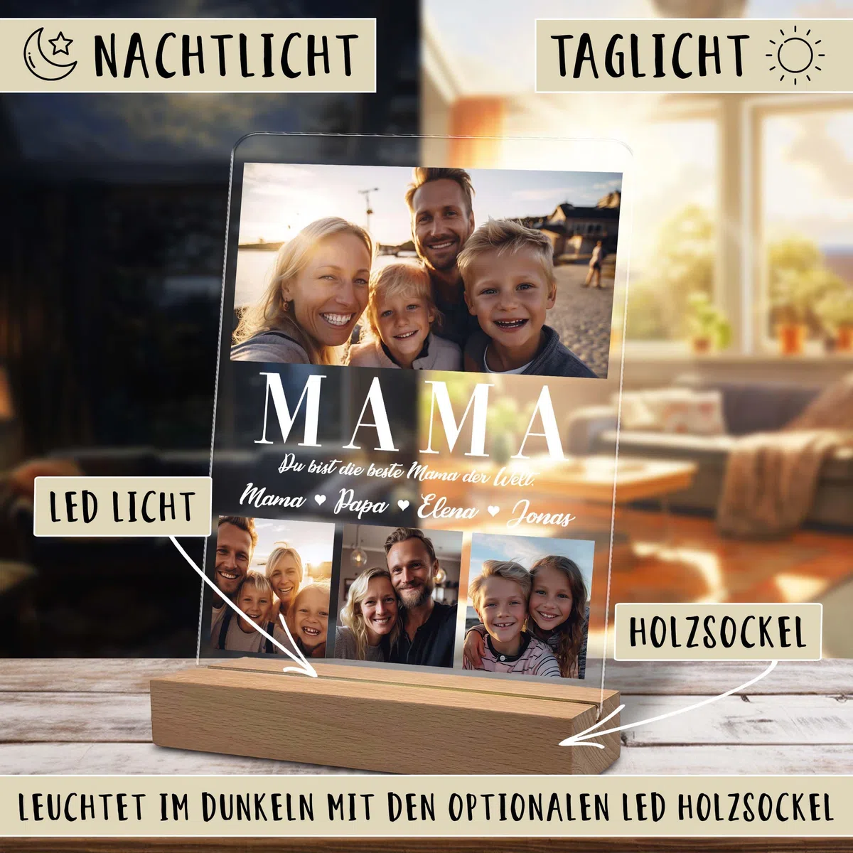 Yuweli Fotogeschenke | Personalisierte Geschenke für Mama | Geschenk für Mum | Mutttertag Geschenke mit eigenem Foto | Geburtstagsgeschenk für Mama | Acrylglas