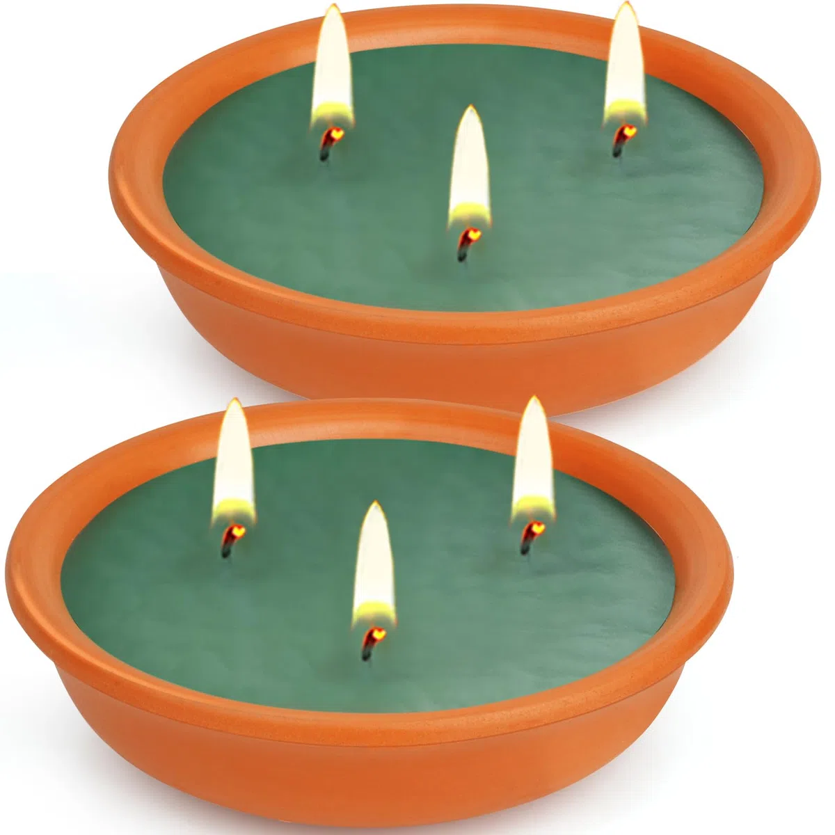 Citronella Kerze Outdoor, 2PCS Outdoor Kerze in Terrakotta-Schale, Zitronella Kerzen Draußen mit Citronella öl & Natürliches Sojawachs - Perfekt für Garten,Balkon, Terrasse & Camping, 14.5cm Ø