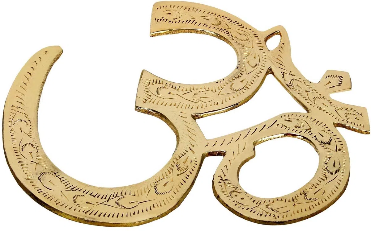 OM Zeichen aus Messing zum Aufhängen 17 cm