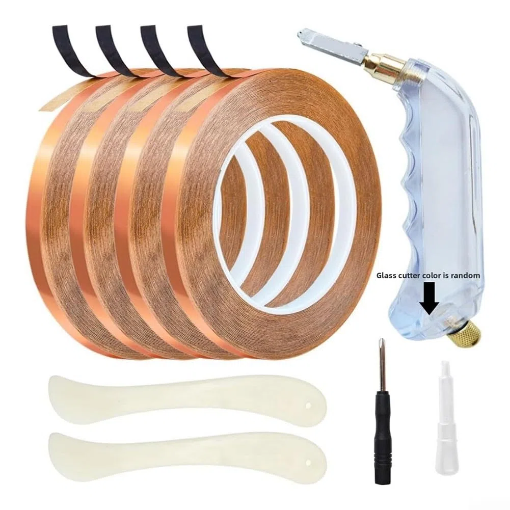 Kupferband Selbstklebend,Kaschiertes Kupferband Schwarz 3/16 Zoll Für Glasmalerei Und Handwerk 4 Rollen À 36 Yards Geeignet Für Transparente Gläser